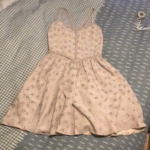Anthropologie Laser cut floral faux suede dress